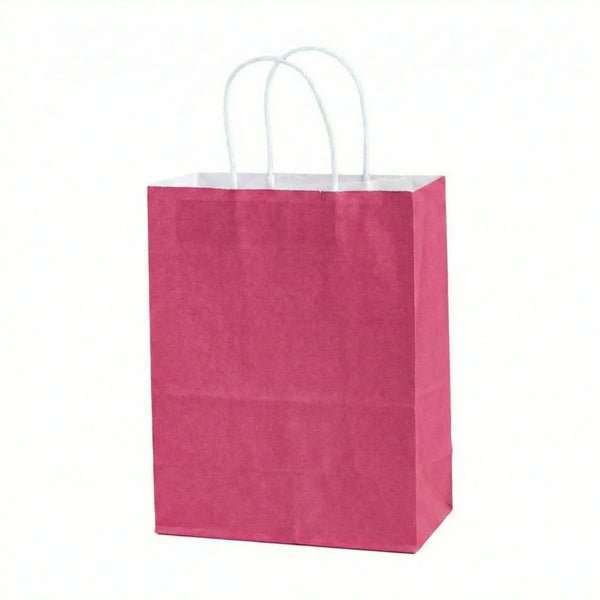 20pcs Dark Pink Kraft Paper Gift Bags with Handles - Small 15x21cm Eco-Friendly Carry Bag for Party Favours & Retail - Sticksy Prints Australia