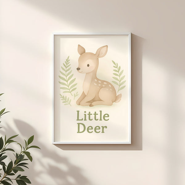Deer Nursery Wall Art Print – Woodland Animal Watercolour (Digital Download)