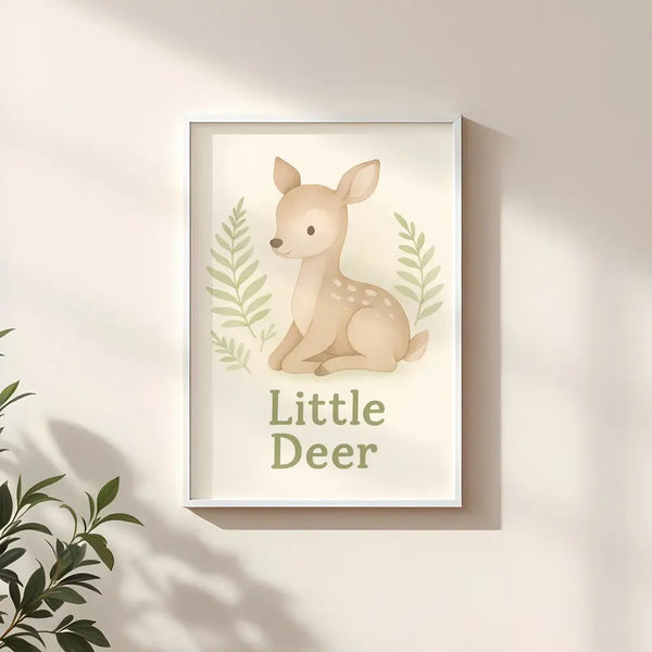 Deer Nursery Wall Art Print – Woodland Animal Watercolour (Digital Download)
