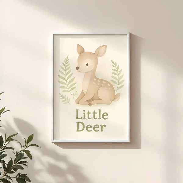 Deer Nursery Wall Art Print – Woodland Animal Watercolour (Digital Download) - Sticksy Prints Australia