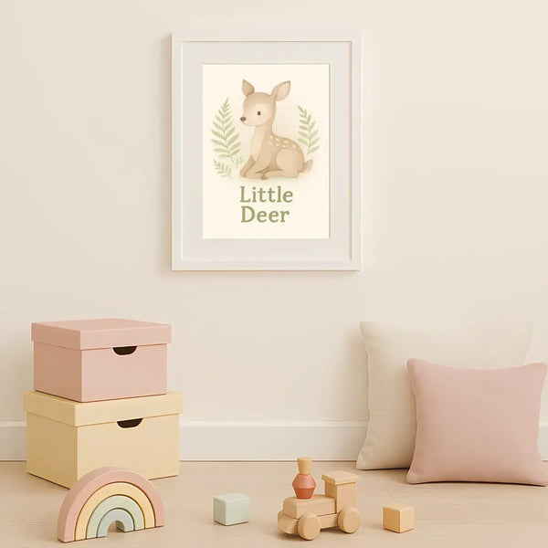 Deer Nursery Wall Art Print – Woodland Animal Watercolour (Digital Download)