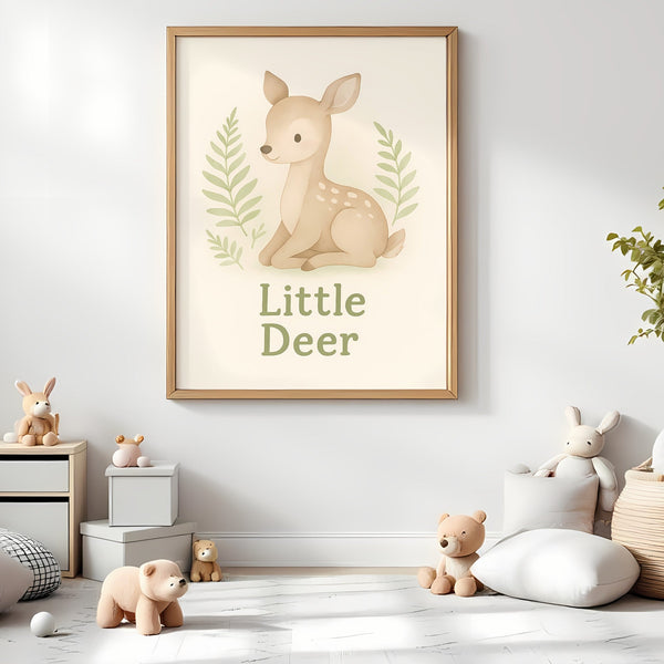 Deer Nursery Wall Art Print – Woodland Animal Watercolour (Digital Download)