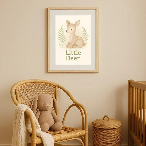 Deer Nursery Wall Art Print – Woodland Animal Watercolour (Digital Download) - Sticksy Prints Australia