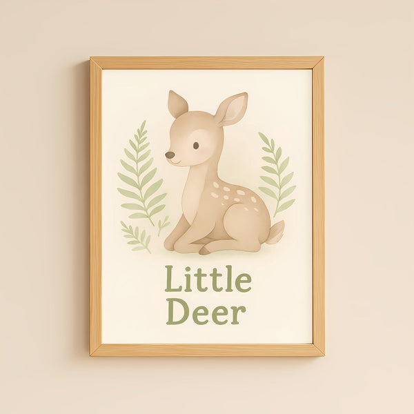 Deer Nursery Wall Art Print – Woodland Animal Watercolour (Digital Download)