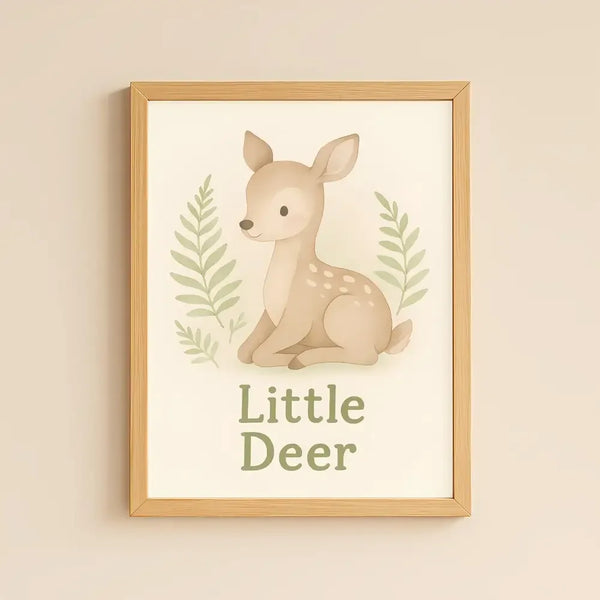 Deer Nursery Wall Art Print – Woodland Animal Watercolour (Digital Download) - Sticksy Prints Australia