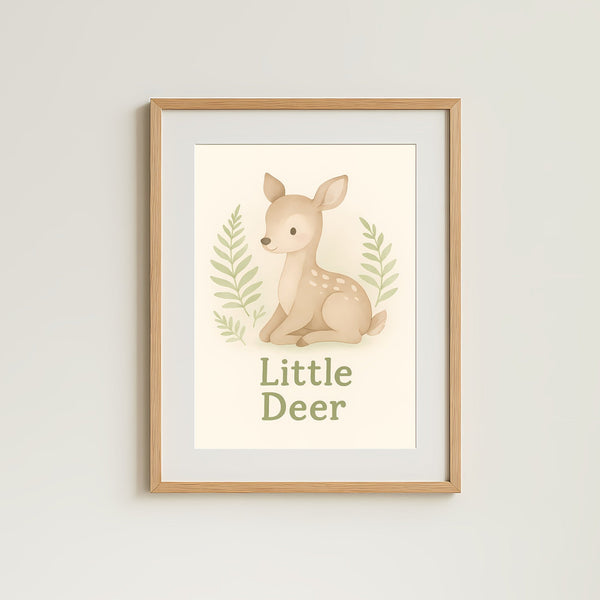 Deer Nursery Wall Art Print – Woodland Animal Watercolour (Digital Download)