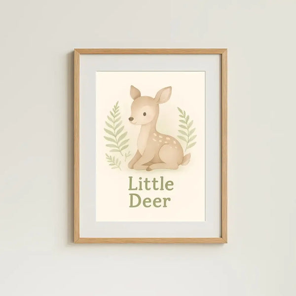 Deer Nursery Wall Art Print – Woodland Animal Watercolour (Digital Download) - Sticksy Prints Australia