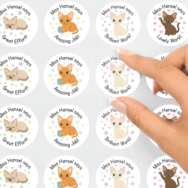 Devon Rex Cat Teacher Reward Stickers – Cute Cat Paw Classroom Stickers - Sticksy Prints Australia