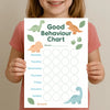 Dinosaur Kids Reward Chart Printable (Good Behaviour Chart β A4, Instant Download) - Sticksy Prints Australia