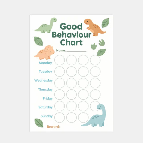 Dinosaur Kids Reward Chart Printable (Good Behaviour Chart β A4, Instant Download) - Sticksy Prints Australia