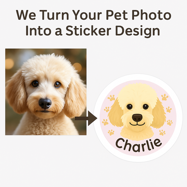 Custom Dog Photo Portrait Label Stickers – Personalised Just for You!