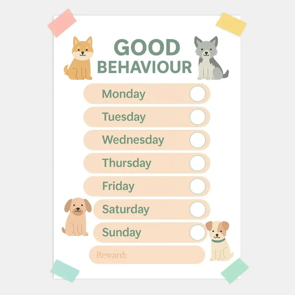 Dog Reward Chart for Kids โ Good Behaviour Printable (A4) (Copy) - Sticksy Prints Australia