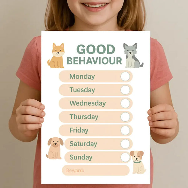 Dog Reward Chart for Kids โ Good Behaviour Printable (A4) (Copy) - Sticksy Prints Australia