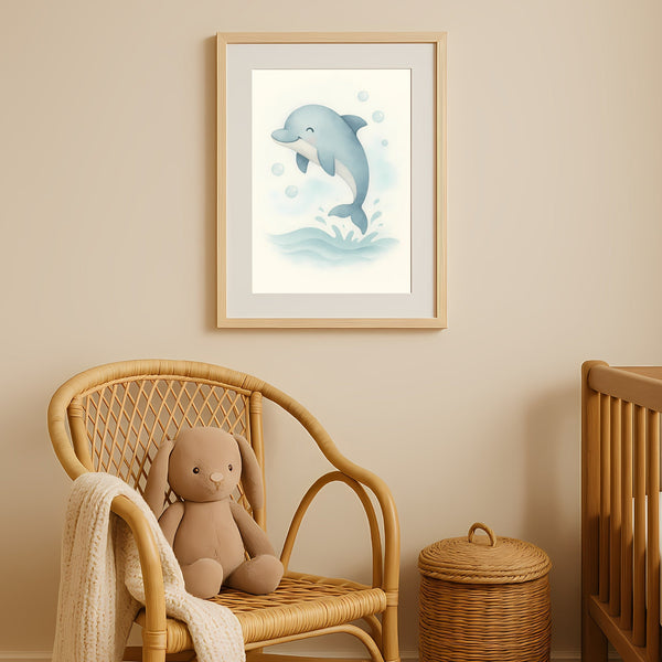 Dolphin Nursery Wall Art Print | Ocean Animal Watercolour | Digital Download