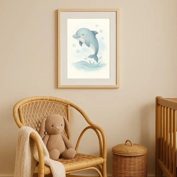 Dolphin Nursery Wall Art Print | Ocean Animal Watercolour | Digital Download