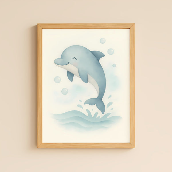 Dolphin Nursery Wall Art Print | Ocean Animal Watercolour | Digital Download