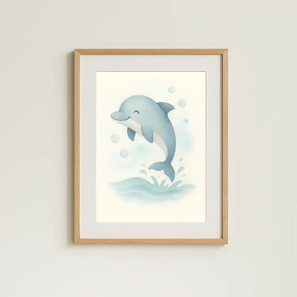 Dolphin Nursery Wall Art Print | Ocean Animal Watercolour | Digital Download - Sticksy Prints Australia