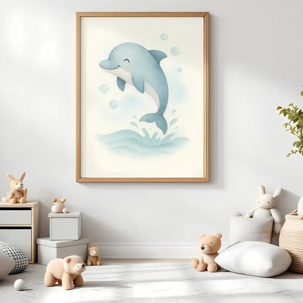 Dolphin Nursery Wall Art Print | Ocean Animal Watercolour | Digital Download
