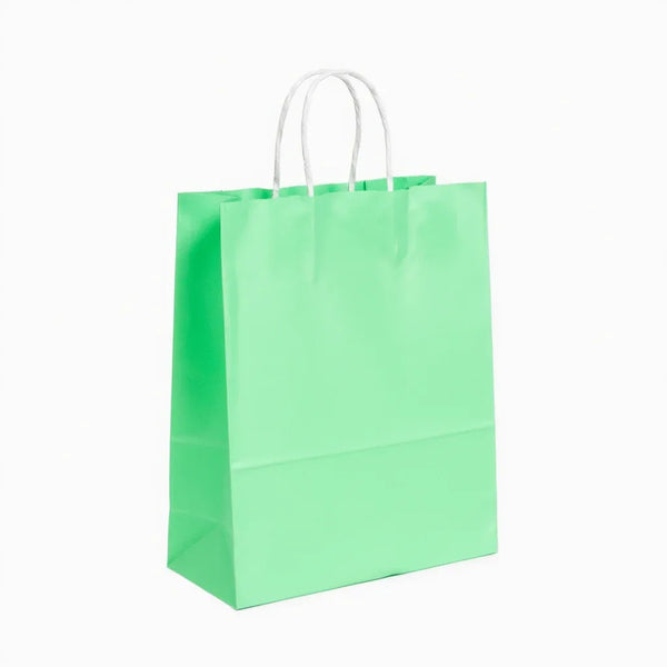 20pcs Light Green Kraft Paper Gift Bags with Handles - Small 15x21cm Eco-Friendly Carry Bag for Party Favours & Retail - Sticksy Prints Australia