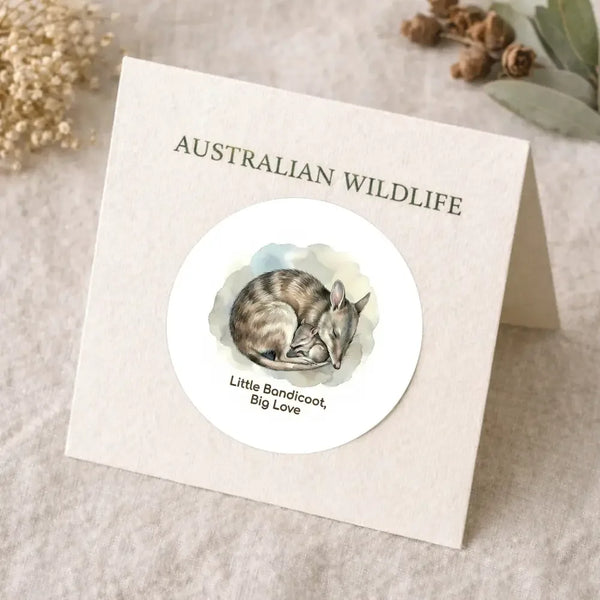 Eastern Barred Bandicoot Sticker – Little Bandicoot, Big Love Mother & Joey Wildlife Art - Sticksy Prints Australia