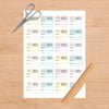 Editable Kids Book Name Labels 45×39mm Pastel Rainbow Stickers Instant Canva Template 24 Labels