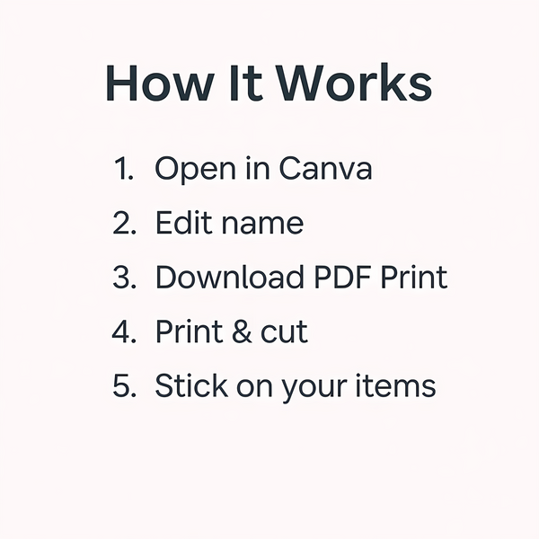 Editable Kids Book Name Labels 45×39mm Pastel Rainbow Stickers Instant Canva Template 24 Labels