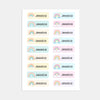 Editable Kids Name Labels Large 80×25mm Pastel Rainbow Stickers Instant Canva Template 36 Labels