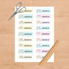 Editable Kids Name Labels Large 80×25mm Pastel Rainbow Stickers Instant Canva Template 36 Labels