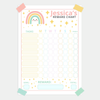 Editable Kids Reward Chart – Pastel Rainbow | Canva Template (A4 + US Letter)