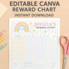 Editable Kids Reward Chart – Pastel Rainbow | Canva Template (A4 + US Letter)