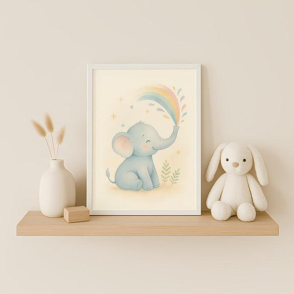 Elephant Nursery Wall Art Print – Safari Animal Watercolour (Digital Download)