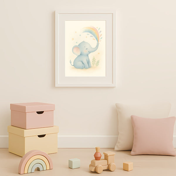 Elephant Nursery Wall Art Print – Safari Animal Watercolour (Digital Download)