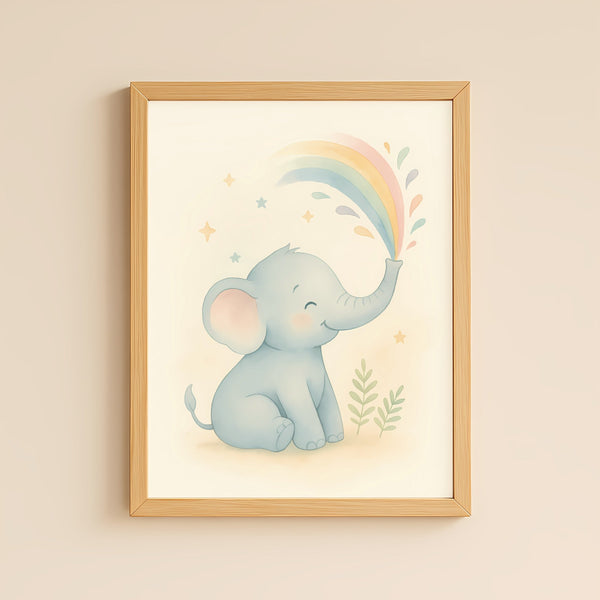 Elephant Nursery Wall Art Print – Safari Animal Watercolour (Digital Download)