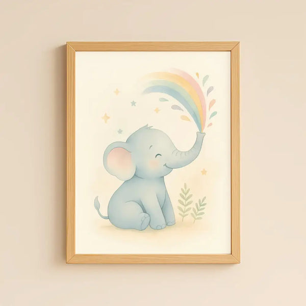 Elephant Nursery Wall Art Print – Safari Animal Watercolour (Digital Download)