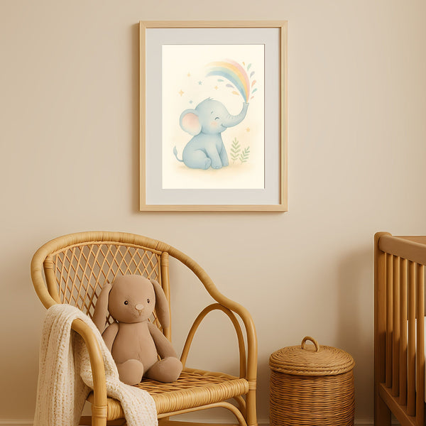 Elephant Nursery Wall Art Print – Safari Animal Watercolour (Digital Download)
