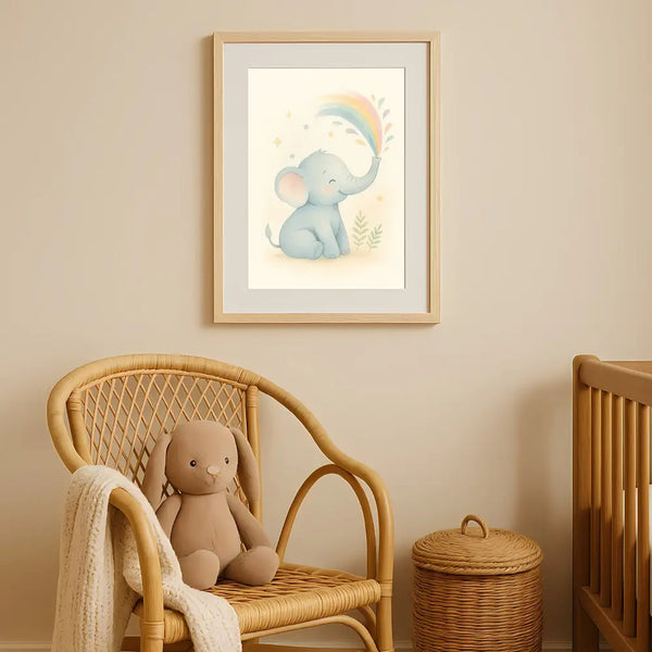 Elephant Nursery Wall Art Print – Safari Animal Watercolour (Digital Download)