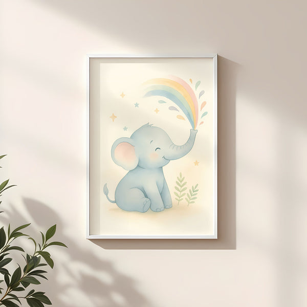 Elephant Nursery Wall Art Print – Safari Animal Watercolour (Digital Download)