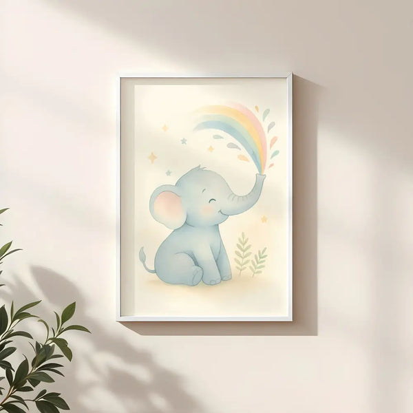 Elephant Nursery Wall Art Print – Safari Animal Watercolour (Digital Download)