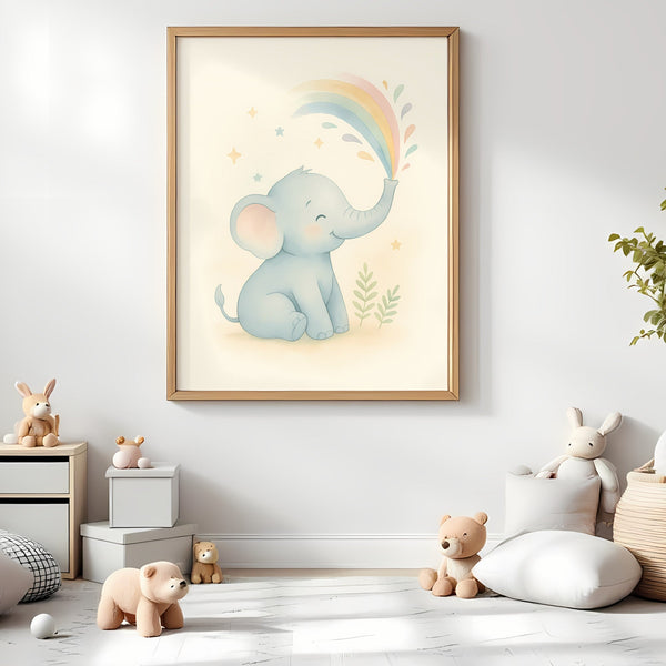 Elephant Nursery Wall Art Print – Safari Animal Watercolour (Digital Download)