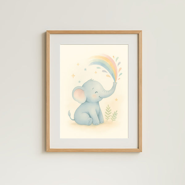 Elephant Nursery Wall Art Print – Safari Animal Watercolour (Digital Download)