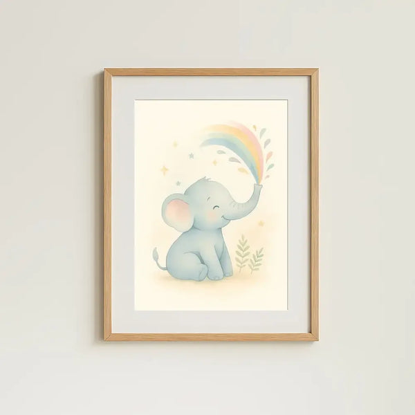 Elephant Nursery Wall Art Print – Safari Animal Watercolour (Digital Download) - Sticksy Prints Australia