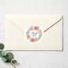 Thank You Watercolour Floral Wreath Stickers Packaging Labels | Small Business Australia - Sticksy Prints Australia