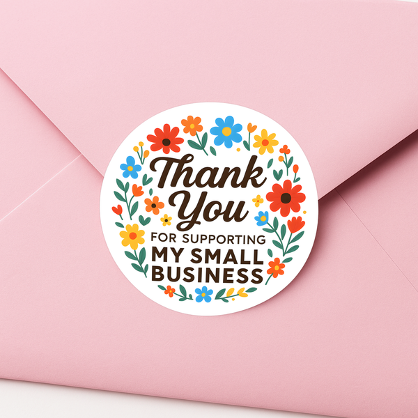 Thank You for Supporting My Small Business Stickers – Bright Floral Edition