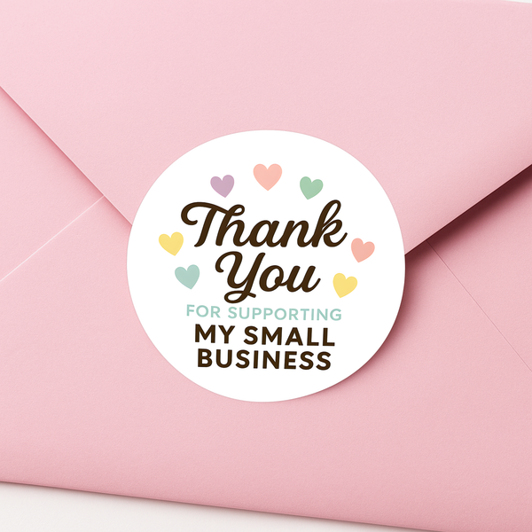 Thank You for Supporting My Small Business Stickers – Rainbow Hearts