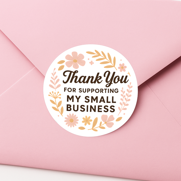Thank You for Supporting My Small Business Stickers Delicate Floral