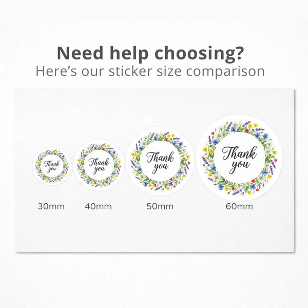 Thank You Stickers | Colourful Floral Wreath Packaging Labels | Small Business Stickers Australia - Sticksy Prints Australia