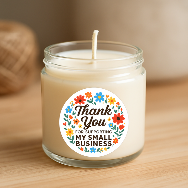 Thank You for Supporting My Small Business Stickers – Bright Floral Edition