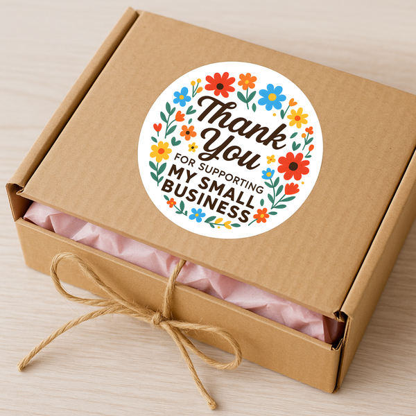 Thank You for Supporting My Small Business Stickers – Bright Floral Edition