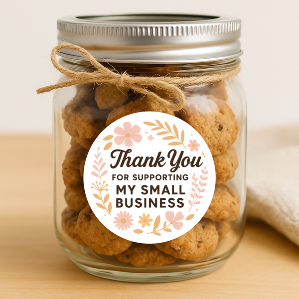 Thank You for Supporting My Small Business Stickers Delicate Floral