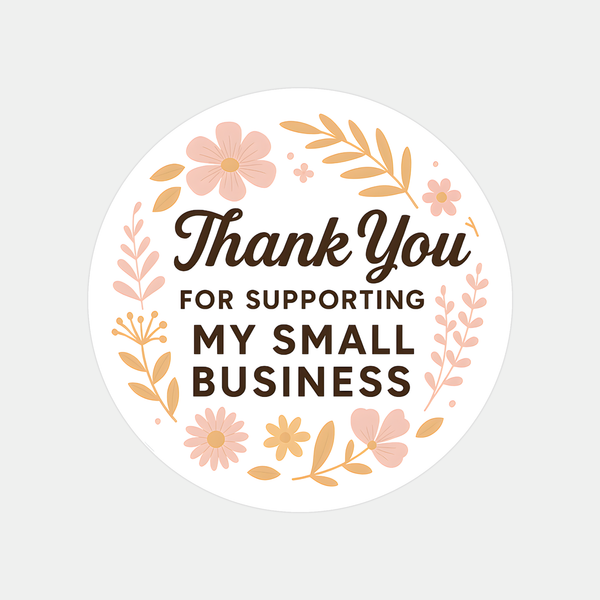 Thank You for Supporting My Small Business Stickers Delicate Floral